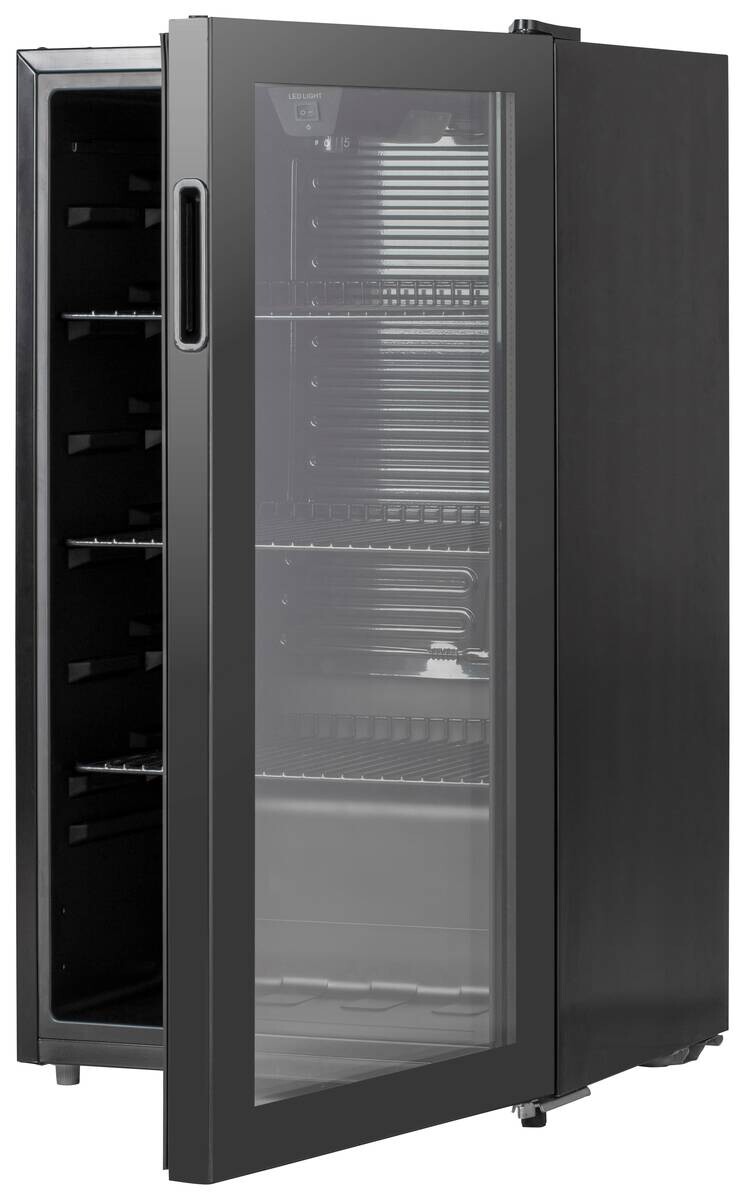 POCOline Glastürkühlschrank GTK85-93ES schwarz B/H/T: ca. 47x84x44 cm