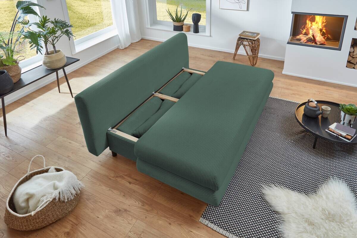 Schlafsofa grün Microfaser B/H/T: ca. 190x93x92 cm