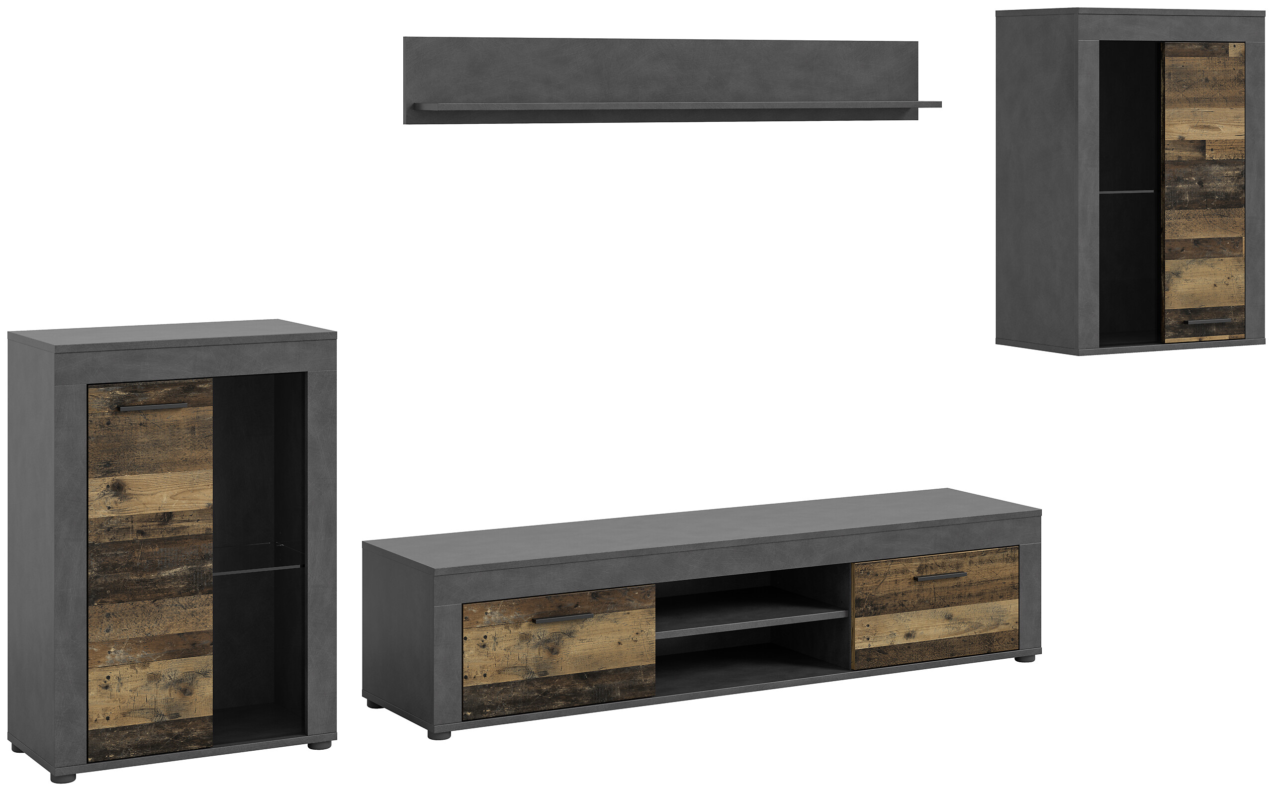 Wohnwand Jam Matera Nachbildung Old Wood Nachbildung B/H/T: ca. 169x310x35 cm