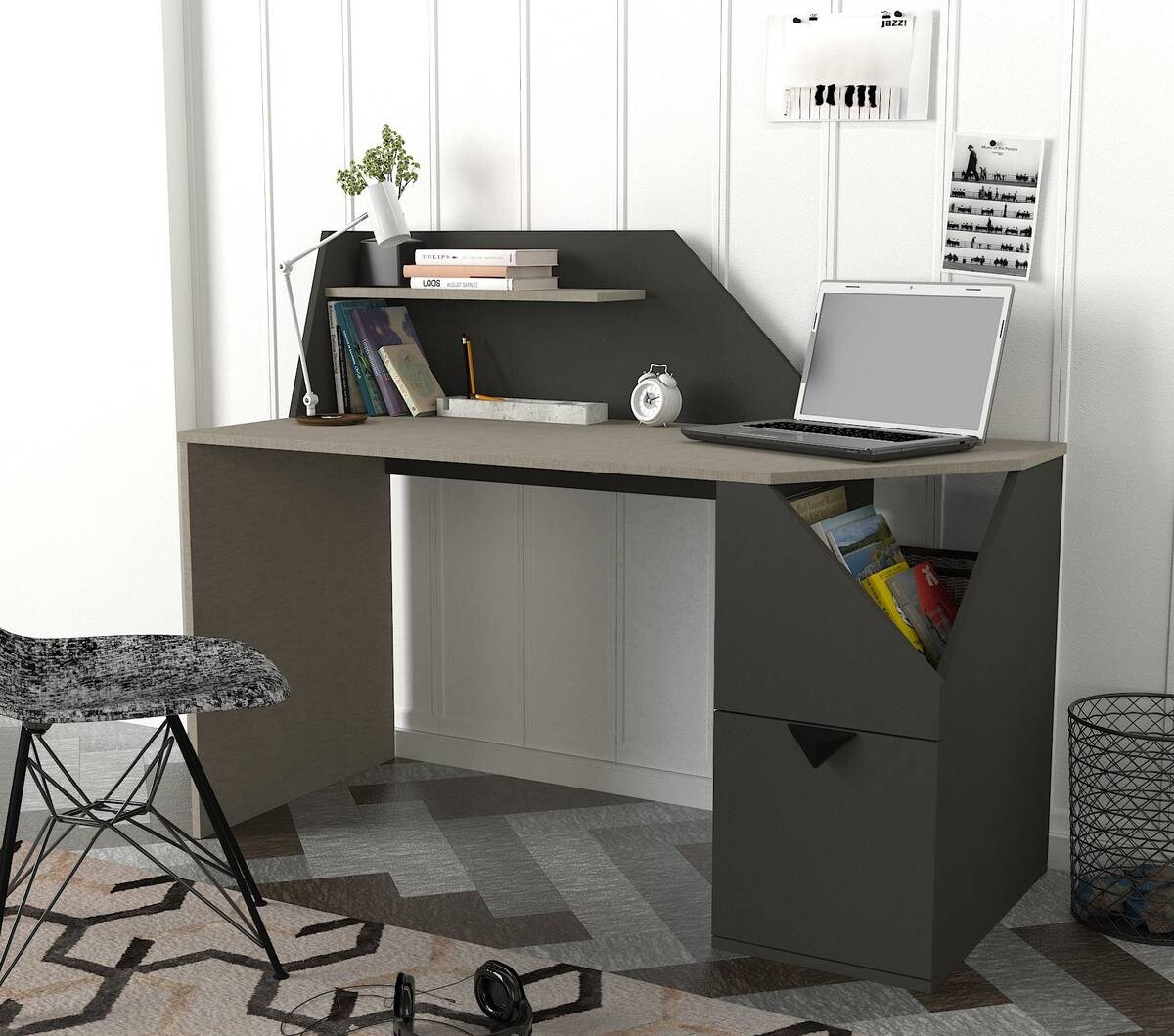 Schreibtisch Gusto grau anthrazit B/H/T: ca. 140x74x60 cm