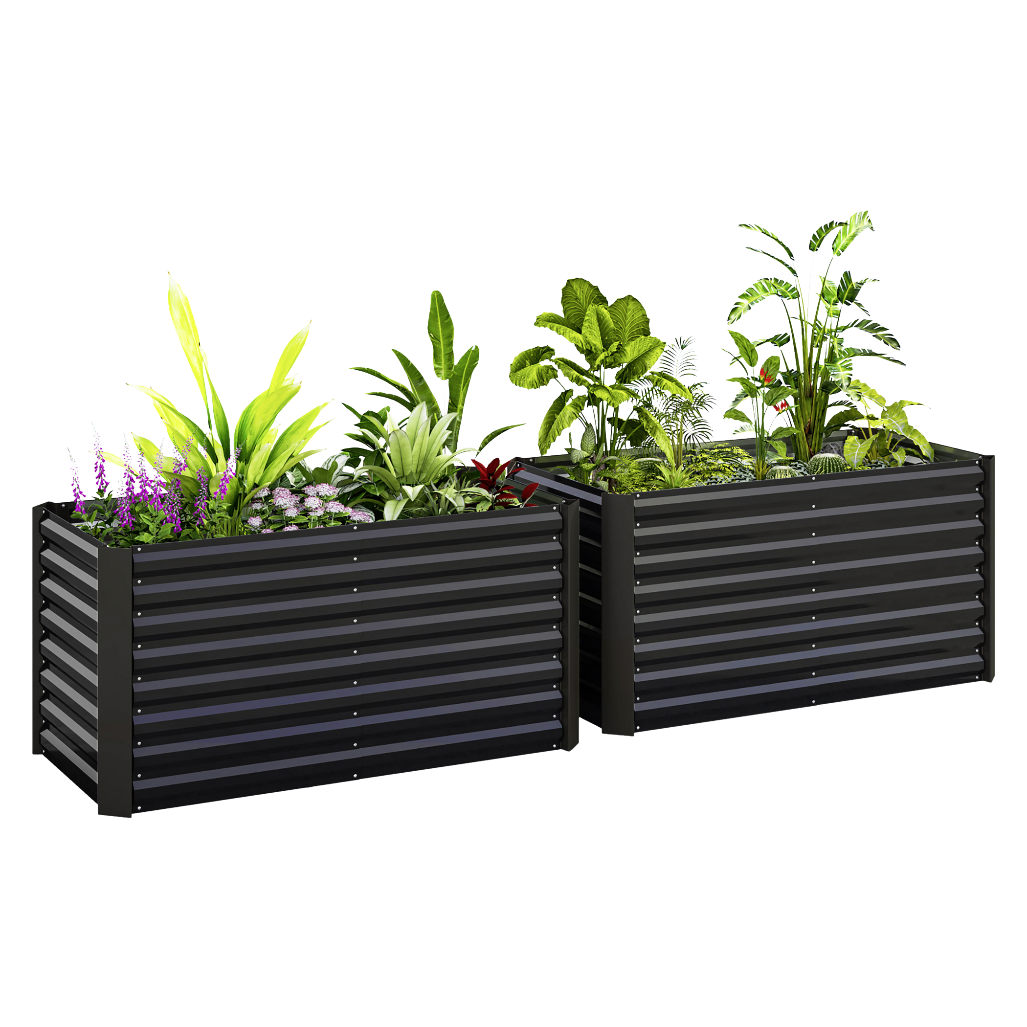 Outsunny Hochbeet 2er Set dunkelgrau Stahl B/H/L: ca. 60x60x120 cm