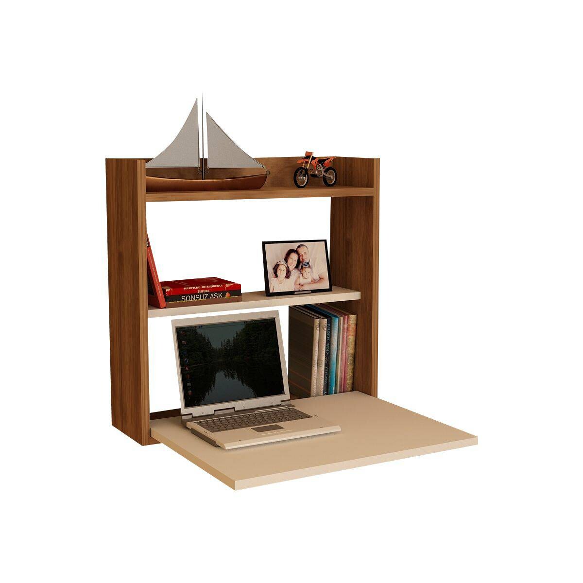 Schreibtisch Laptop weiß walnuss Nachbildung B/H/T: ca. 60x60x20 cm