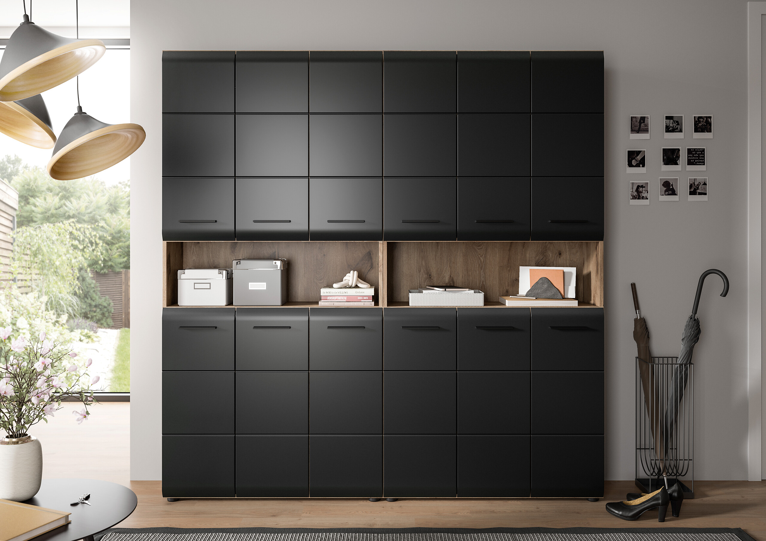 Badezimmer-Set Ice Nox Oak Nachbildung schwarz matt B/H/T: ca. 180x185x30 cm Badezimmer-Set Ice Nox Oak Nachbildung schwarz matt B/H/T: ca. 180x185x30 cm