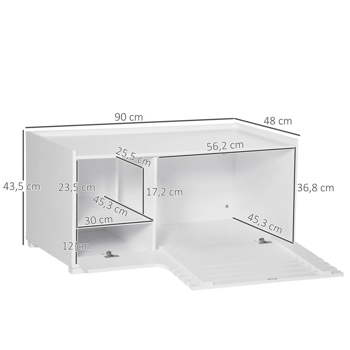 PawHut Katzen-Zubehör weiß Edelstahl B/H/L: ca. 48x90x43,5 cm