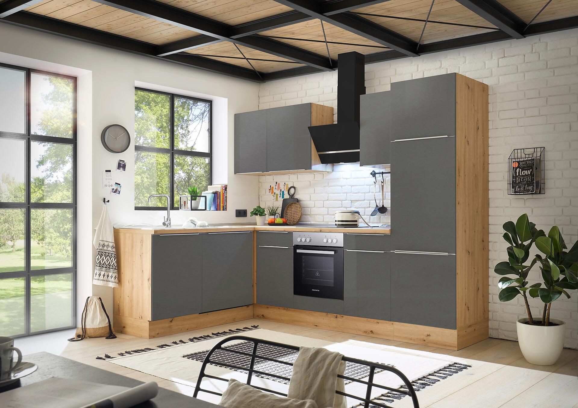 Respekta Winkelküche Marleen grau matt B/H/T: ca. 280x211x170 cm