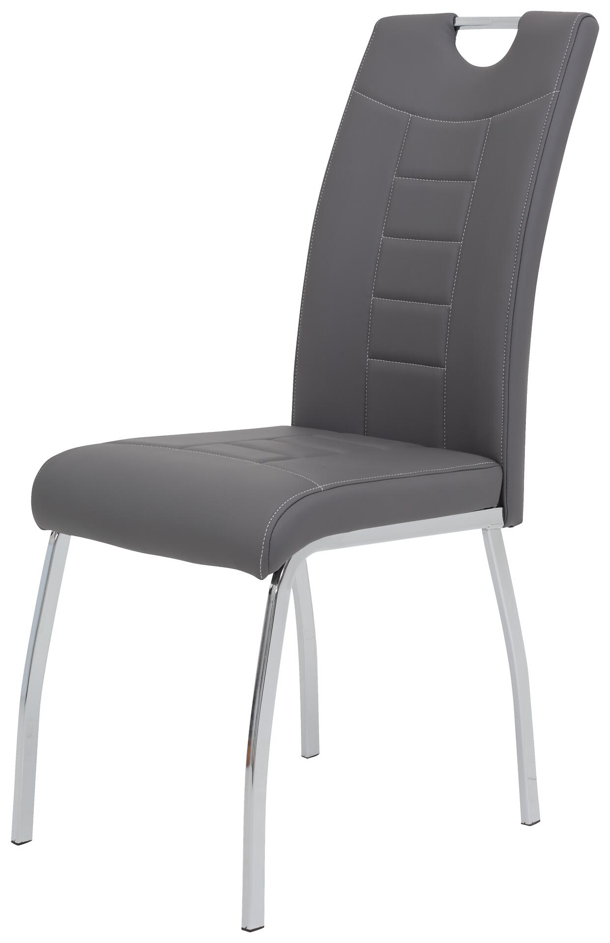 Stuhl Andrea 2er Set grau Kunstleder Metall B/H/T: ca. 43x100x64 cm