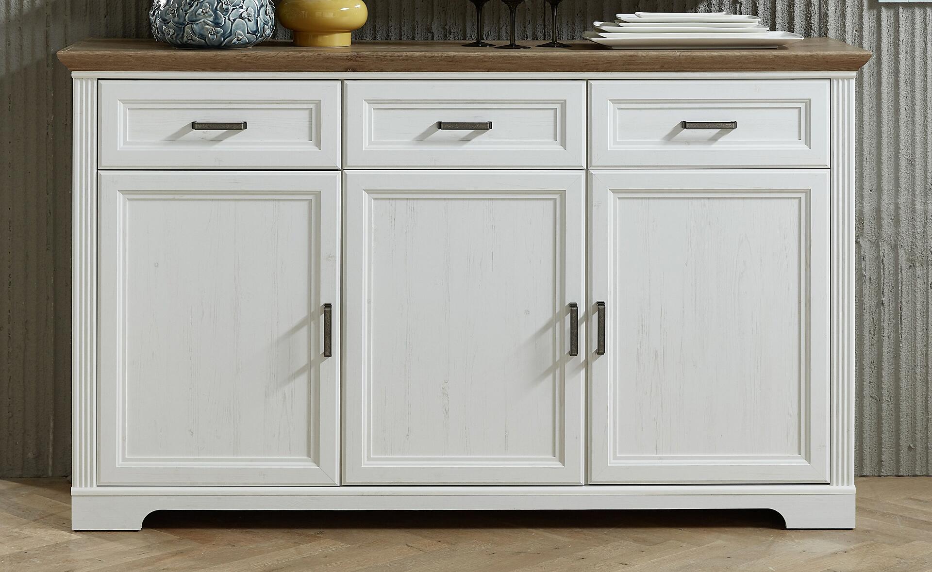 Sideboard Jasmin weiß Pinie Nachbildung Eiche Artisan Nachbildung B/H/T: ca. 166x102x48 cm