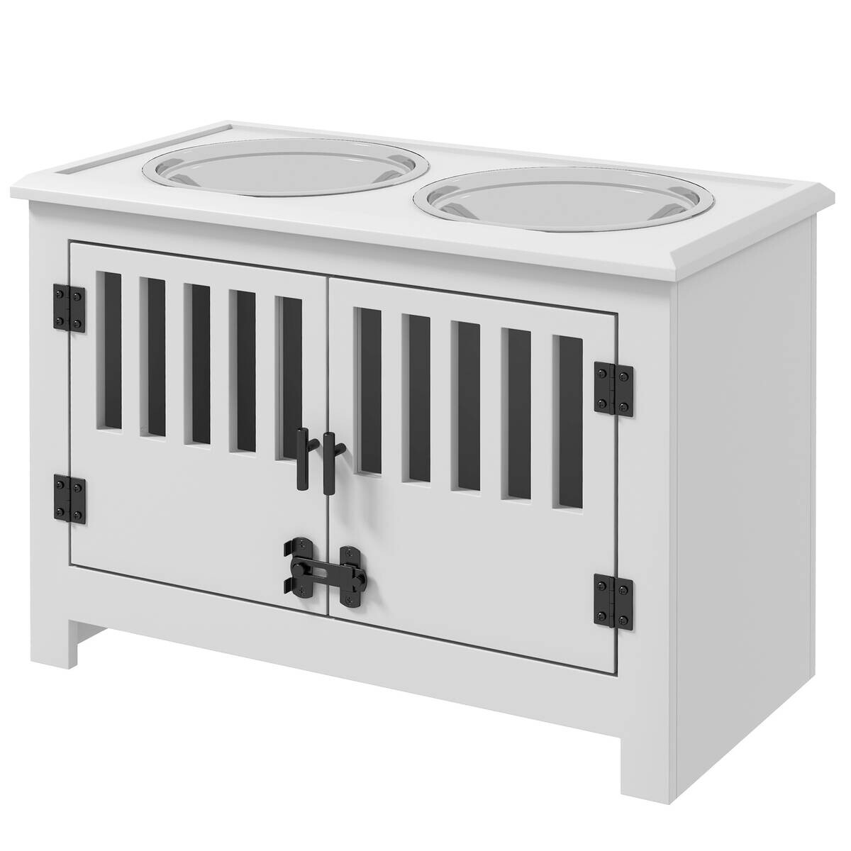 PawHut Futterstation weiß Stahl B/H/L: ca. 30x43x60 cm