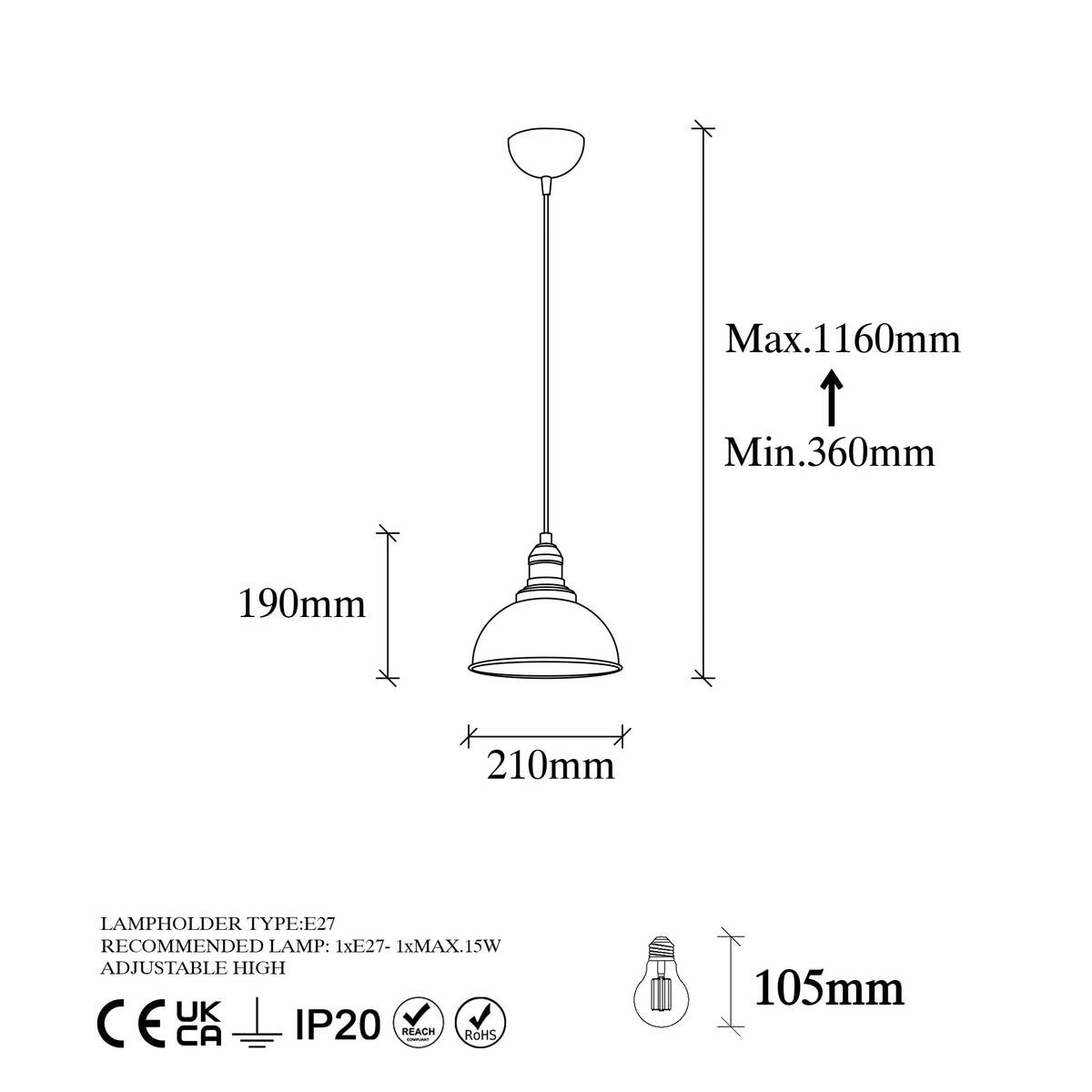 Opviq Pendelleuchte Varzan-10830 schwarz Metall B/H/T/L/D: ca. 21x116x21x21x21 cm E27 1 Brennstellen