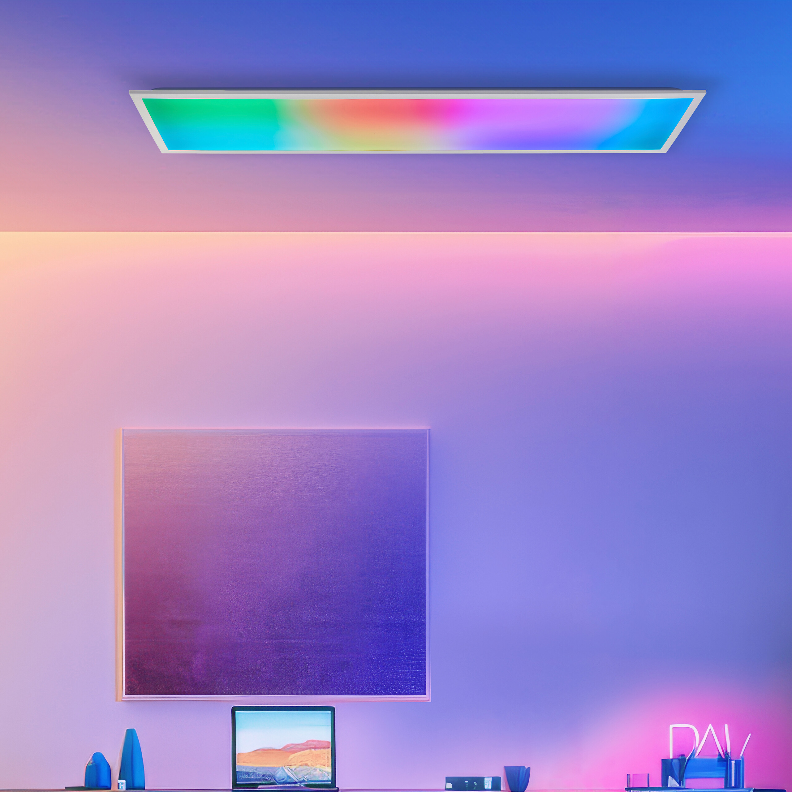 Brilliant LED-Deckenleuchte Briston weiß Metall Kunststoff B/H/L: ca. 122,5x8x33 cm