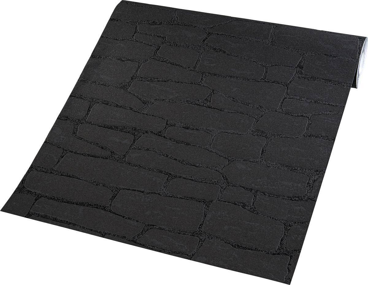 Vliestapete Steinoptik schwarz B/L: ca. 53x1005 cm