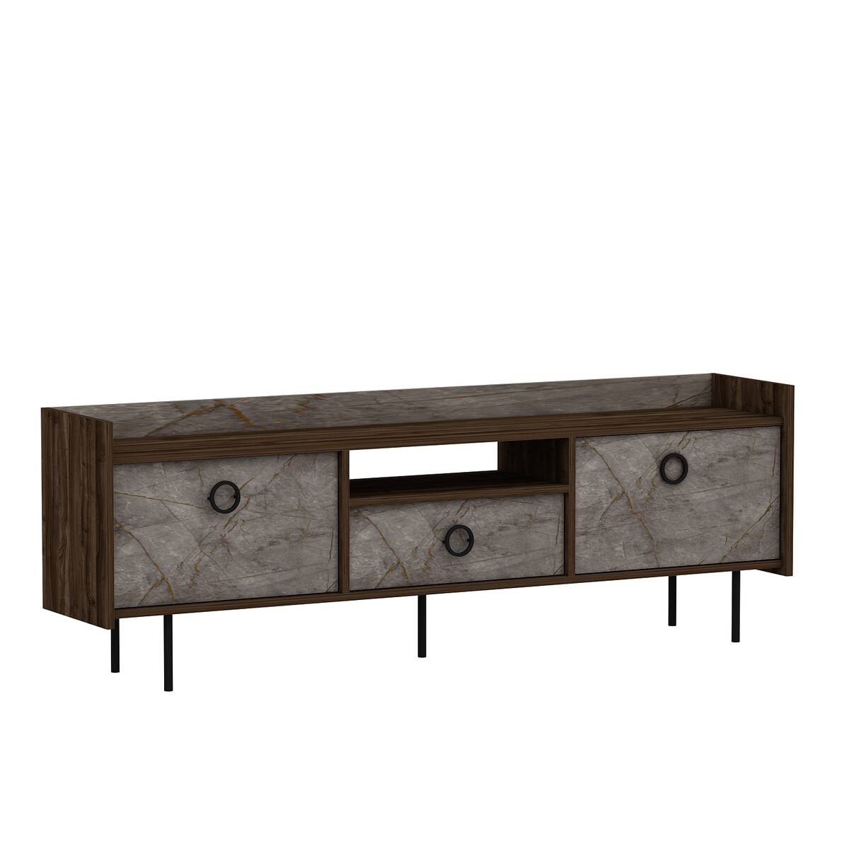 TV-Lowboard Büsra walnuss Nachbildung grau B/H/T: ca. 184x63x37 cm