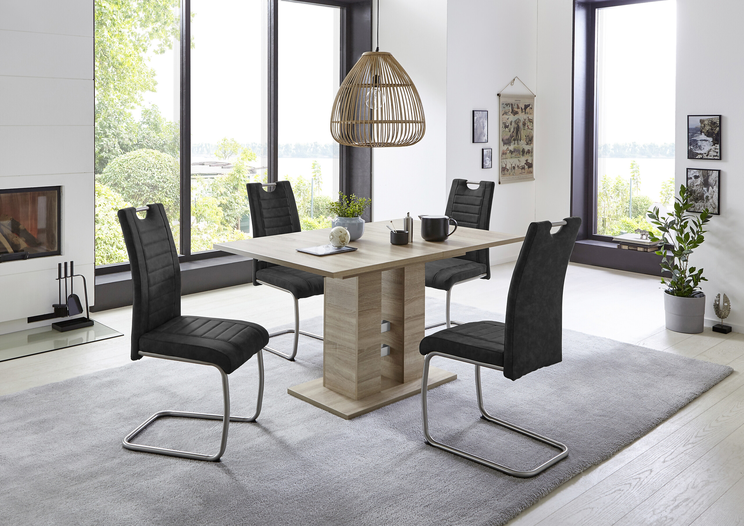 Essgruppe Ulla Eiche anthrazit Holzwerkstoff B/H/T: ca. 220x76x90 cm