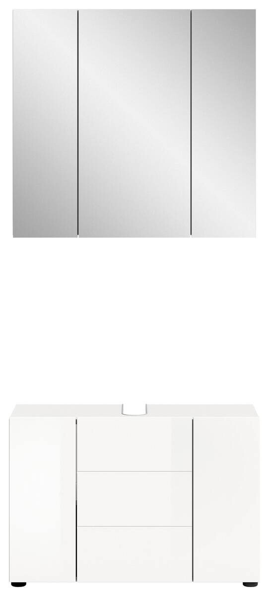 Badezimmer-Set VIRA weiß weiß Hochglanz B/H/T: ca. 82x190x34 cm