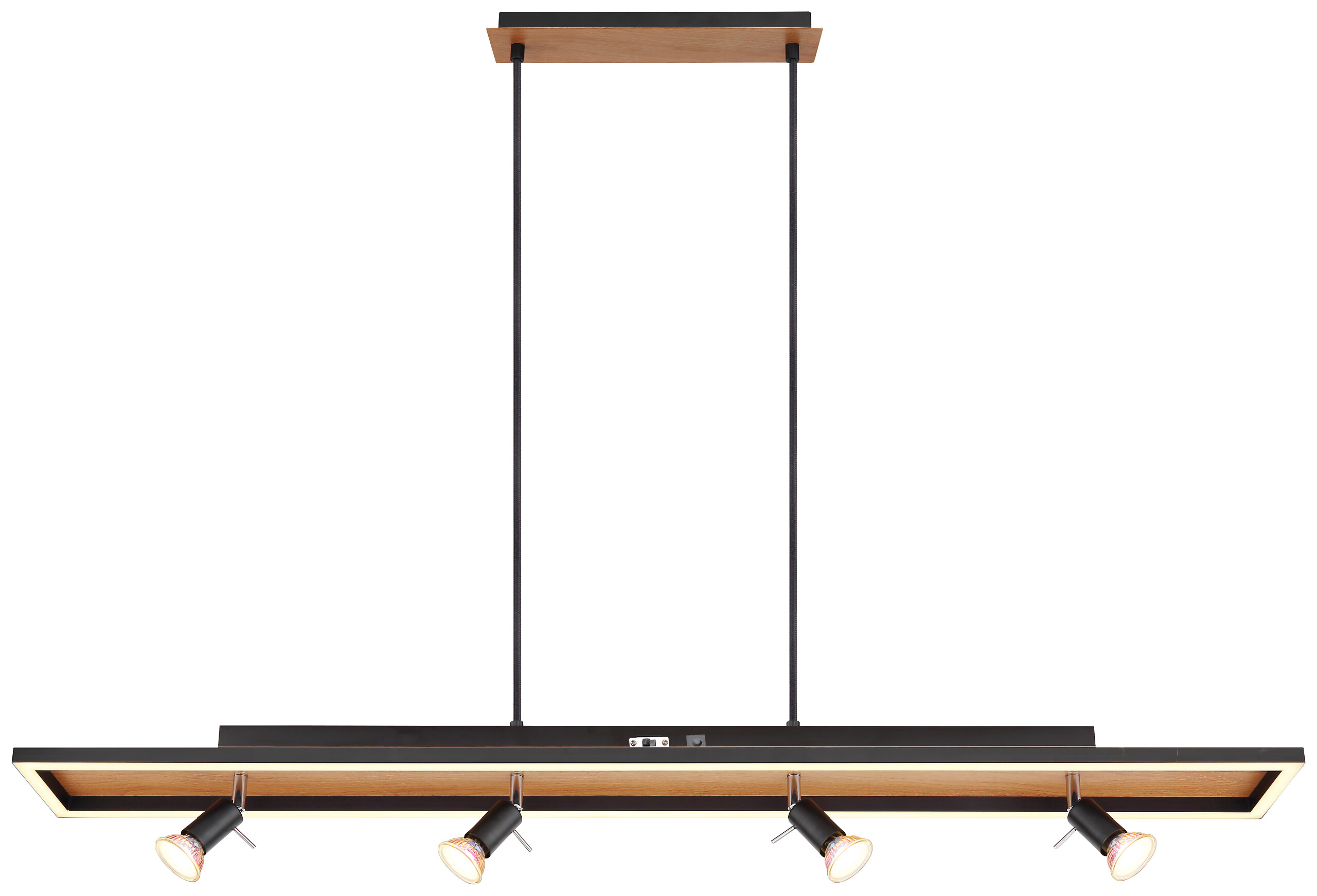 GLOBO Pendelleuchte 57034-4H Ida schwarz Opal Metall Kunststoff B/H/T: ca. 116x120x12 cm null 5 Brennstellen