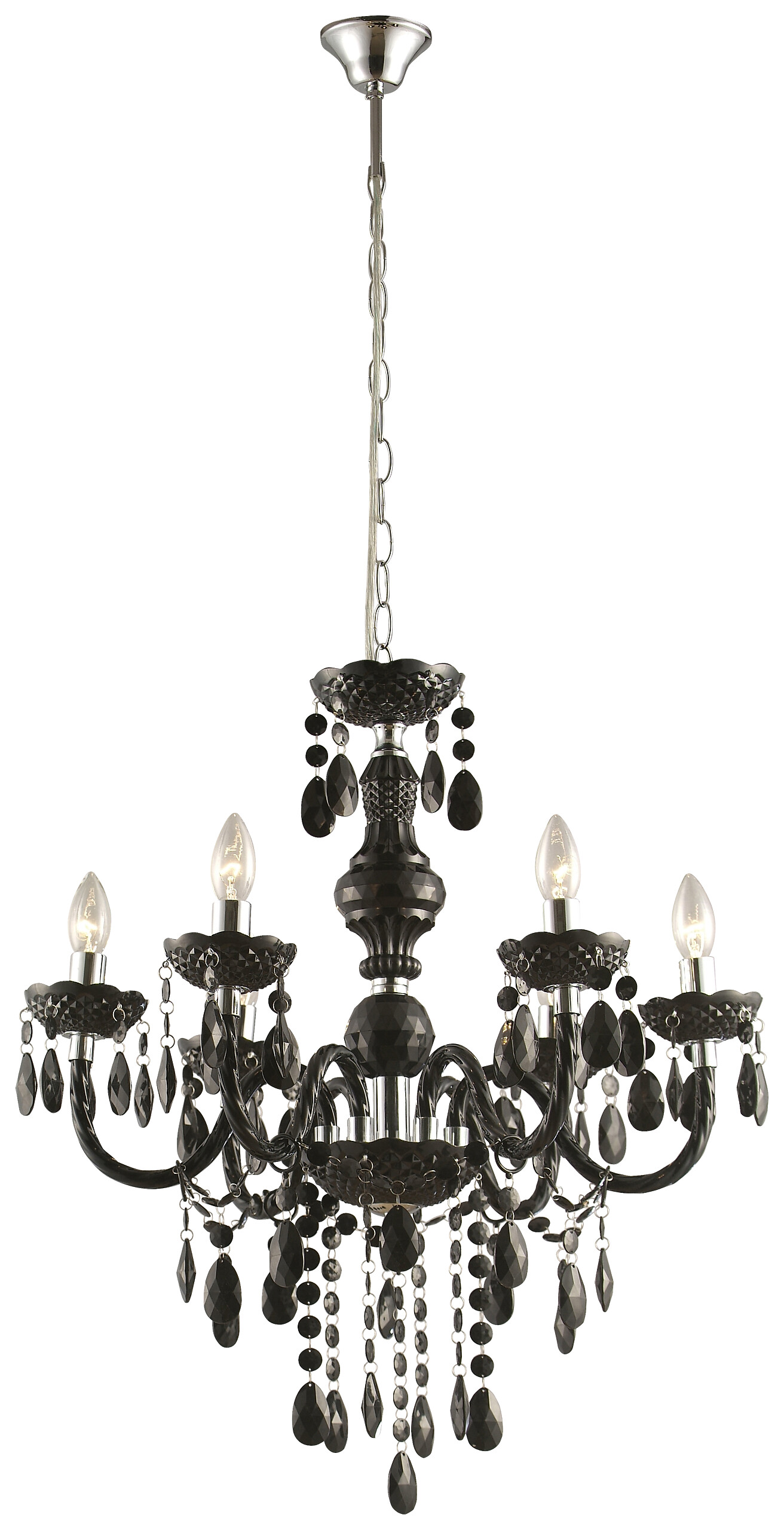 GLOBO Kronleuchter Cuimbra schwarz Acryl Metall H/D: ca. 166x67 cm E14 6 Brennstellen