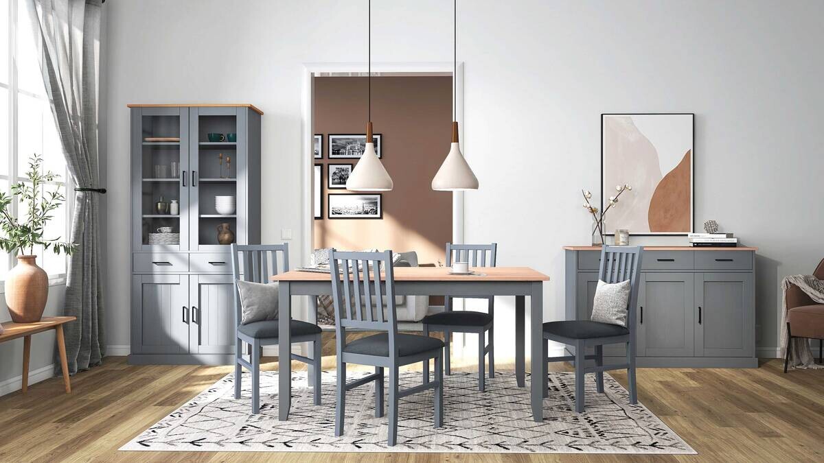 Kommode Forenzo grau lackiert B/H/L: ca. 45x86x131 cm