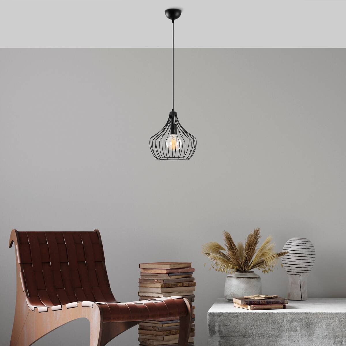 Opviq Pendelleuchte Mezopotamya schwarz B/H/T/L/D: ca. 27x126x27x27x27 cm E27 1 Brennstellen