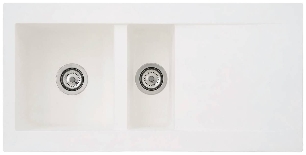 Respekta Einbauspüle Denver 1,5 100 x 50 W weiß Mineralite B/H/T: ca. 100x20x50 cm