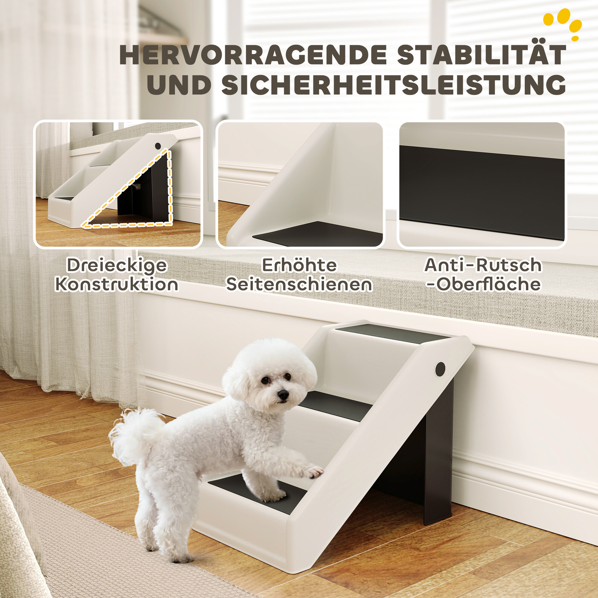 PawHut Hundetreppe creme Polypropylen B/H/L: ca. 30,5x36,5x53 cm
