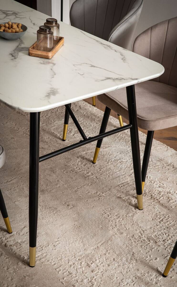 Esstisch weiß Marmoroptik Optik B/H/T: ca. 140x76x80 cm