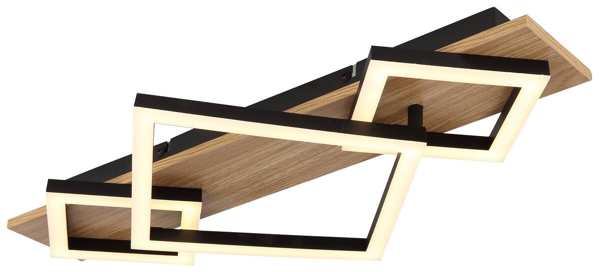 GLOBO LED-Deckenleuchte BEATRIX I Opal mattschwarz Metall Kunststoff MDF B/H/L: ca. 54x7,5x31,2 cm 1 Brennstellen