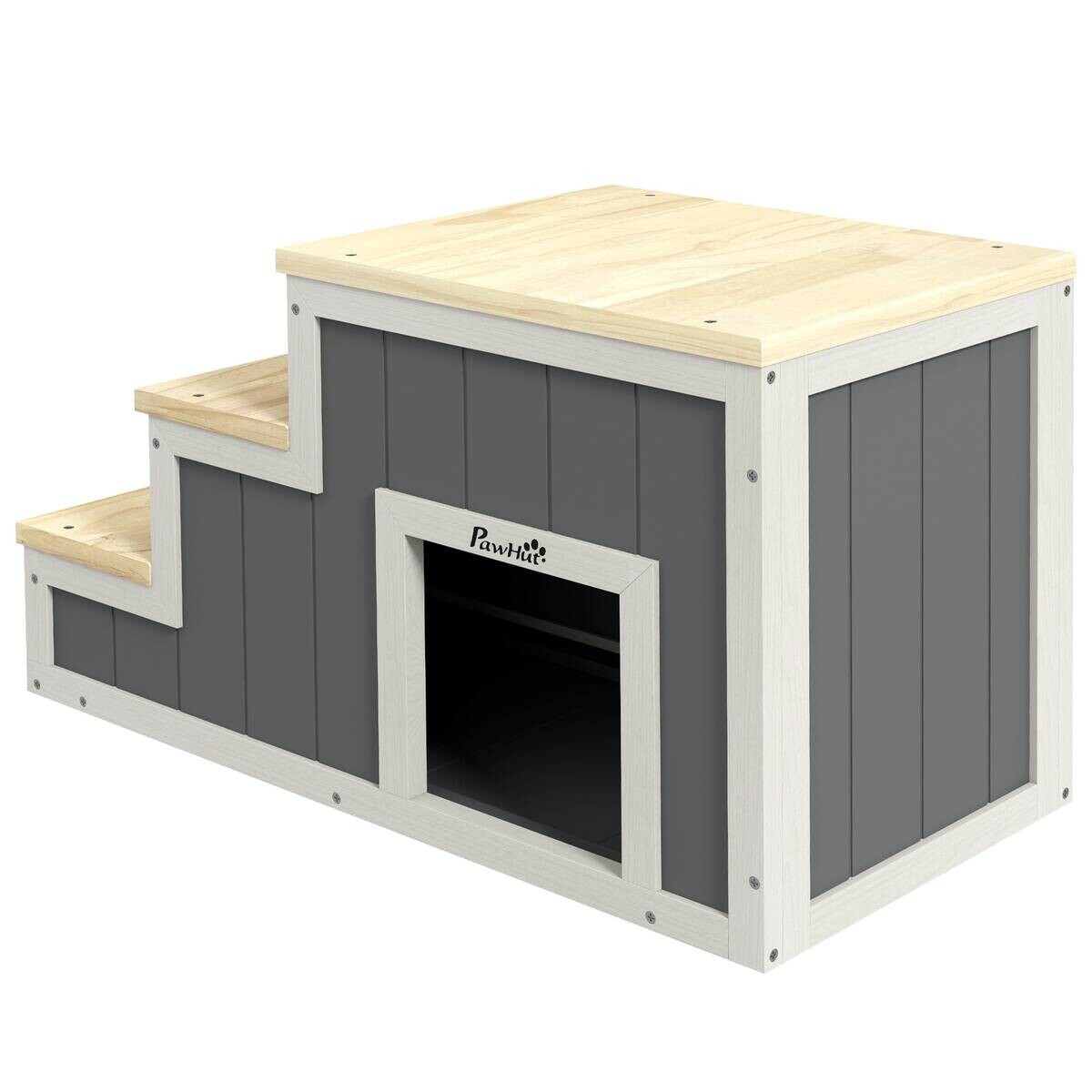 PawHut Hundetreppe, Katzentreppe natur Polypropylen B/H/L: ca. 38,5x79x45 cm