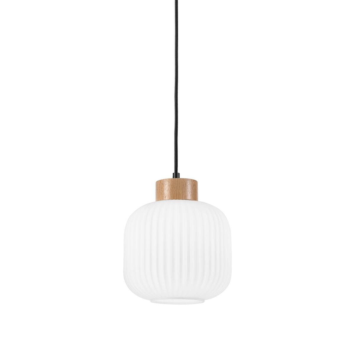 Lamkur Hängeleuchte Harmony weiß Eiche Glas Holz B/H/L: ca. 20x105x20 cm 1.0 Brennstellen