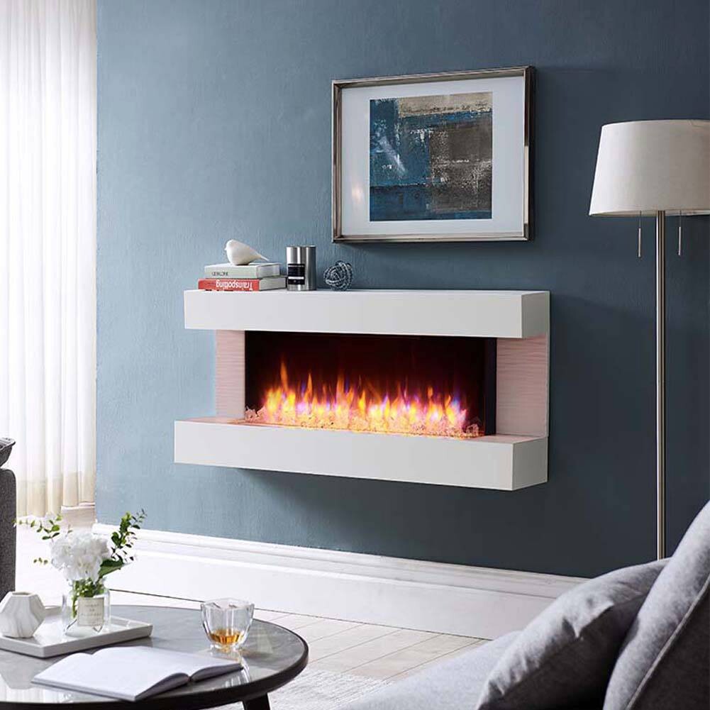 Balderia Wandkamin Helia weiß MDF B/H/T: ca. 127x60x25 cm
