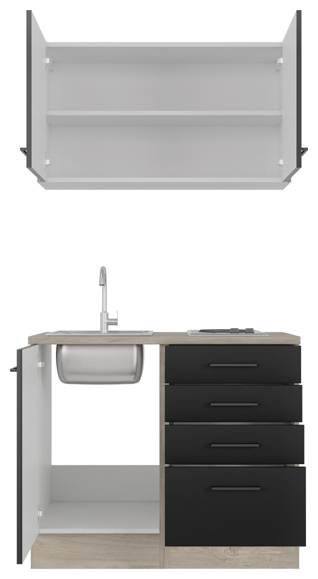 Küchenblock Capri schwarz matt B/H/T: ca. 100x200x60 cm Küchenblock Capri schwarz matt B/H/T: ca. 100x200x60 cm