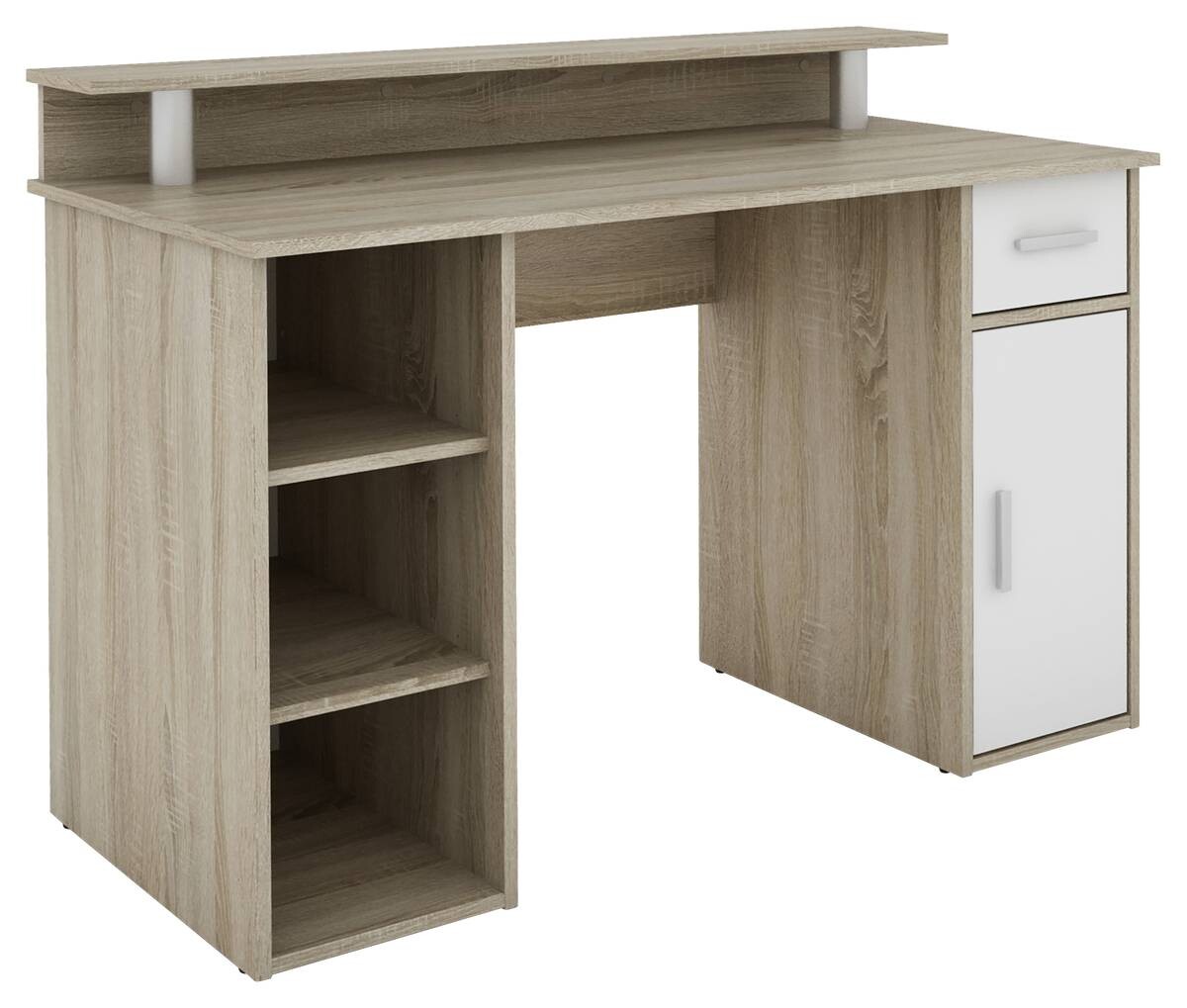 Schreibtisch DIEGO Eiche Sonoma Nachbildung weiß silber B/H/T: ca. 120x88x55 cm