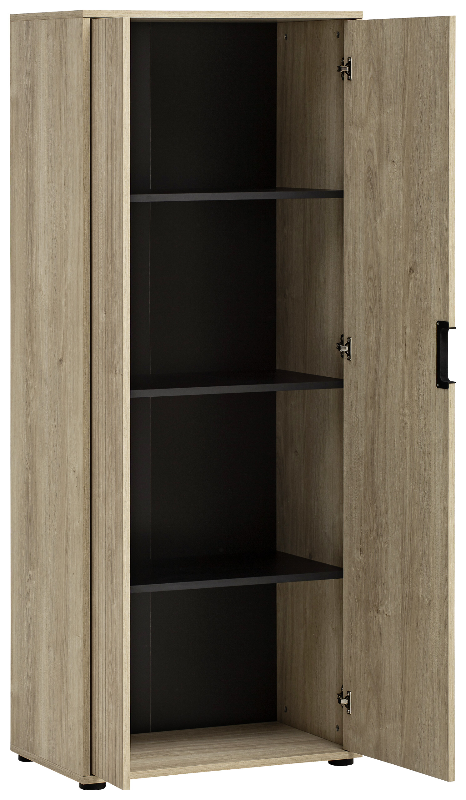 Aktenschrank Emmik schwarz matt Eiche Eiche weiß Nachbildung B/H/T: ca. 65,1x163,6x41 cm