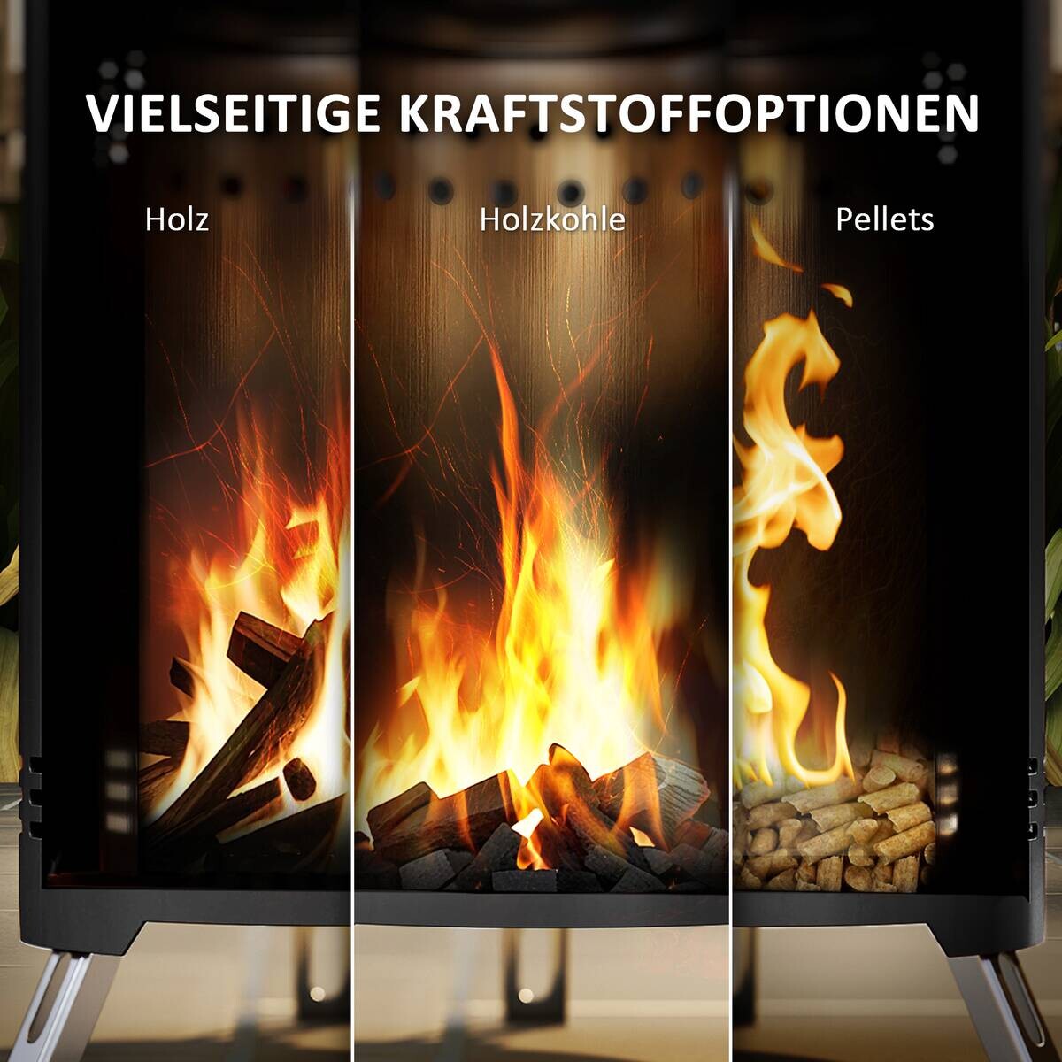 Outsunny Feuerschale schwarz Edelstahl B/H/L: ca. 16x25x16 cm