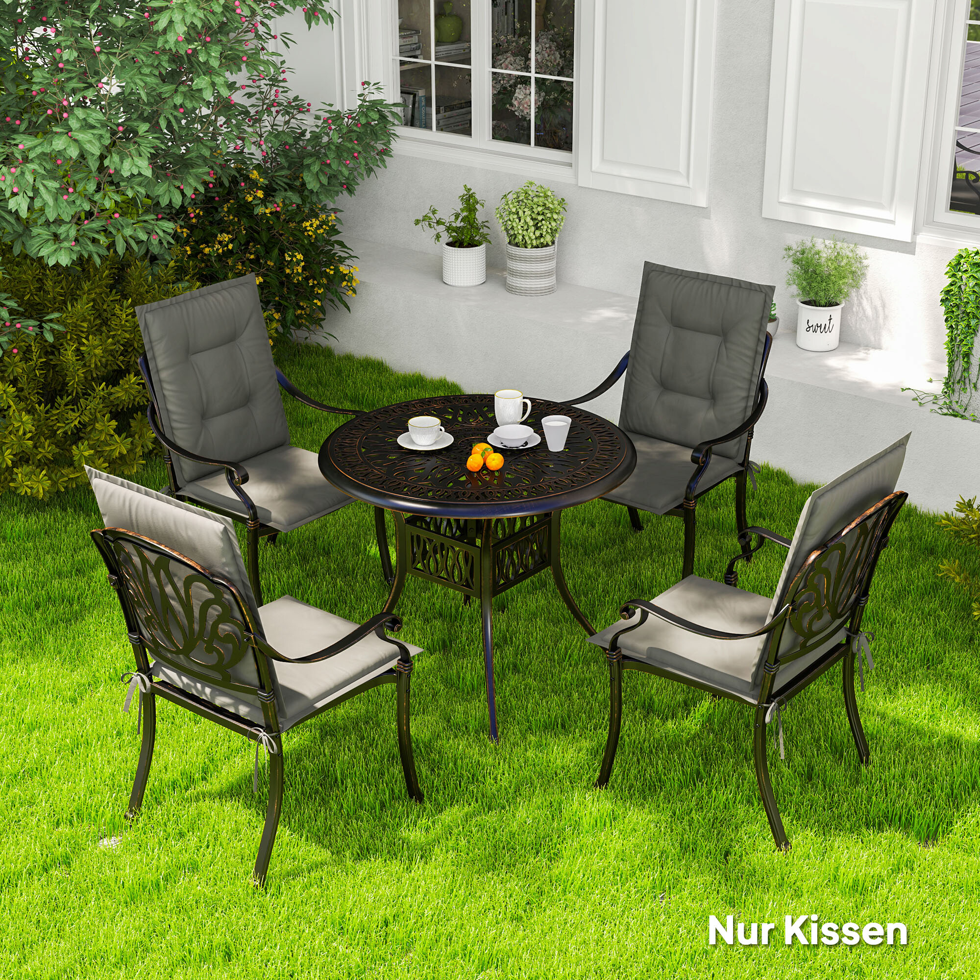 Outsunny Sitzkissen 4er Set hellgrau Polyester B/H/L: ca. 50x5x108 cm