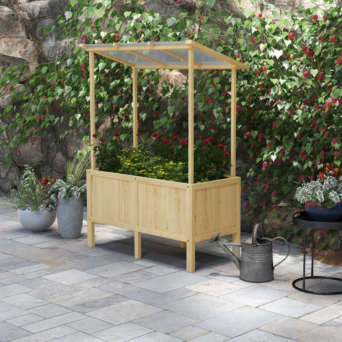 Outsunny Hochbeet natur Edelstahl B/H/L: ca. 60x110x152 cm