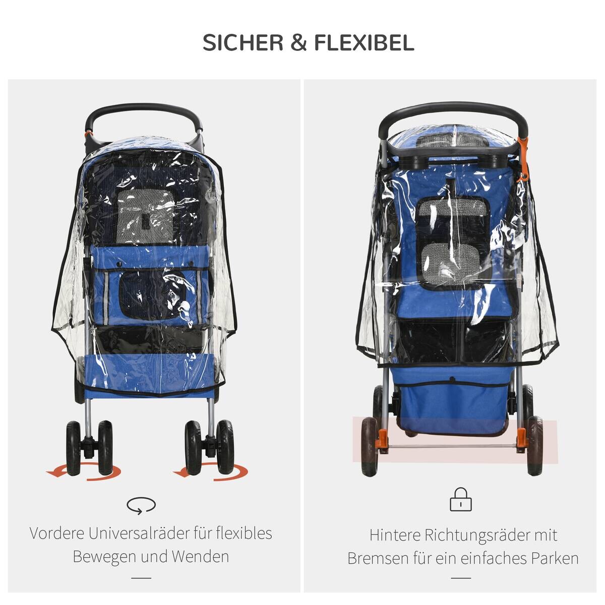 PawHut Hunde-Zubehör blau Edelstahl B/H/L: ca. 45x75x97 cm