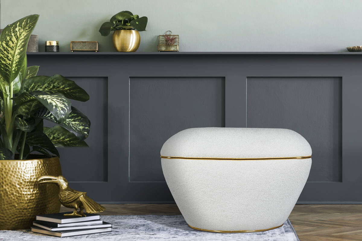 360 Living Hocker Contessa 110 weiß gold B/H/T: ca. 60x42,5x60 cm