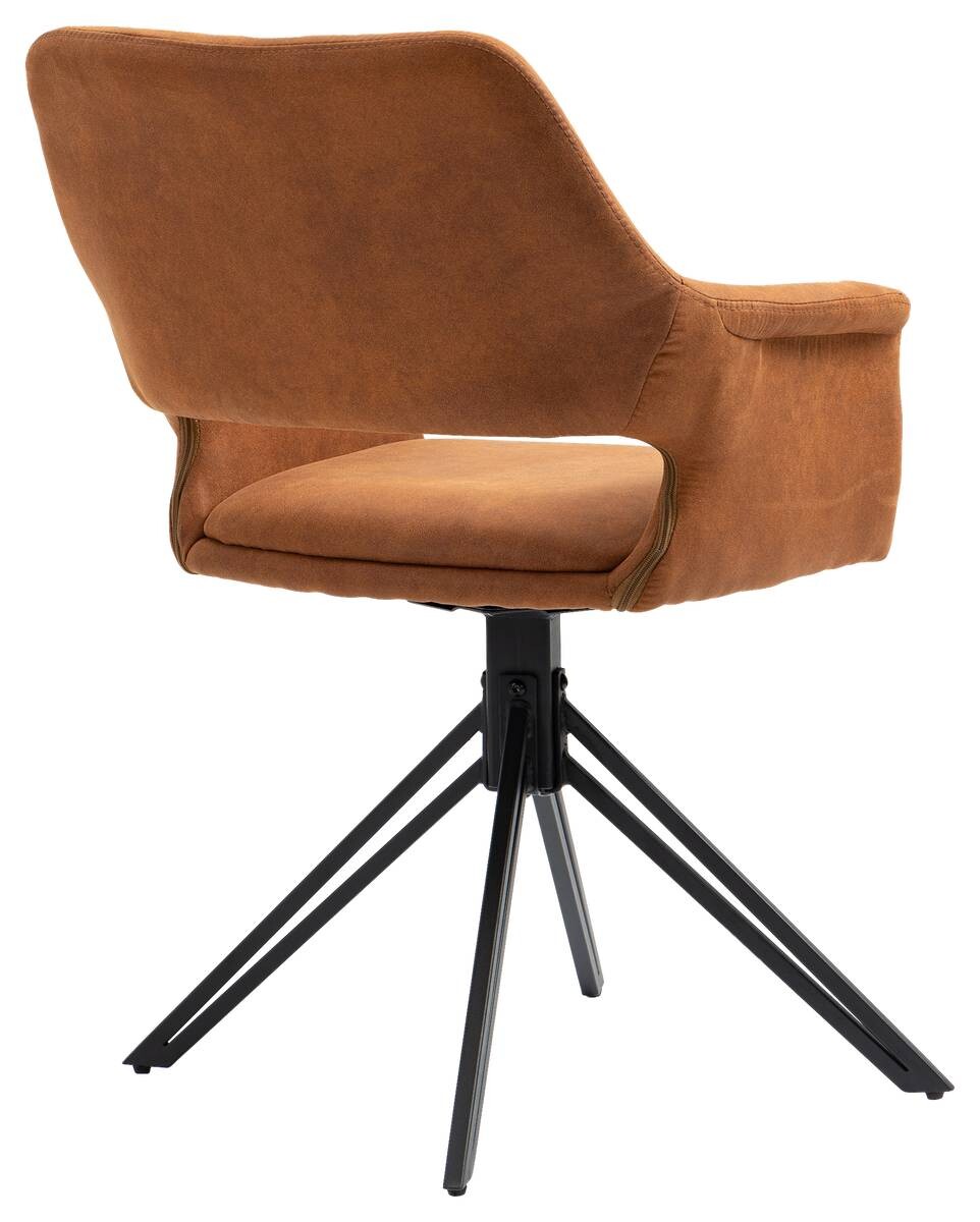 Stuhl ESTELLE 2er-Set braun Vintage schwarz Stoff Metall B/H/T: ca. 57x84x61 cm