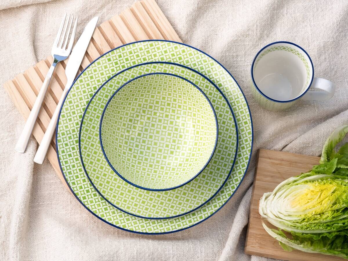 CreaTable Kombiservice Mediterran Grün, grün Steinzeug 16 tlg.