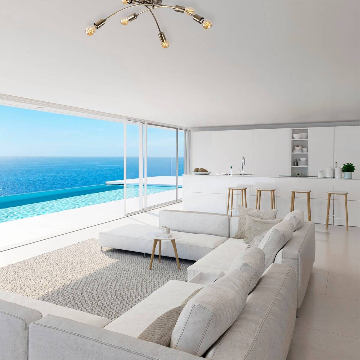 Opviq Deckenleuchte Banana-1141 Metall B/H/T/L/D: ca. 67x25x67x67x67 cm E27 6 Brennstellen