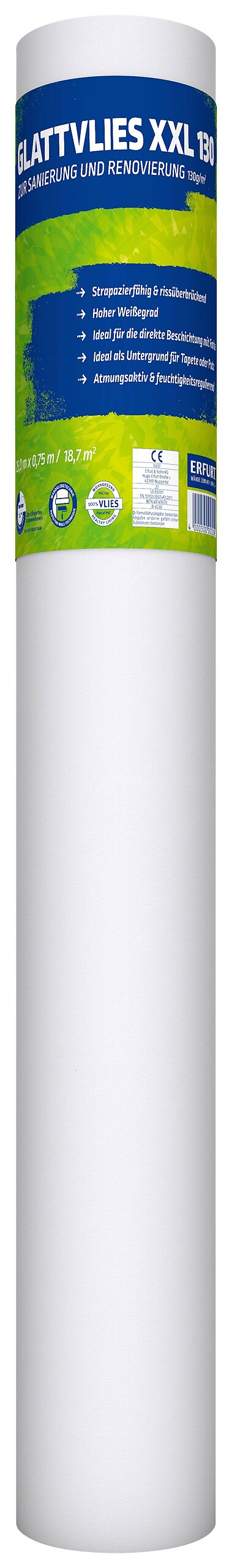 Erfurt Glattvlies XXL 130 weiß B/L: ca. 75x2500 cm