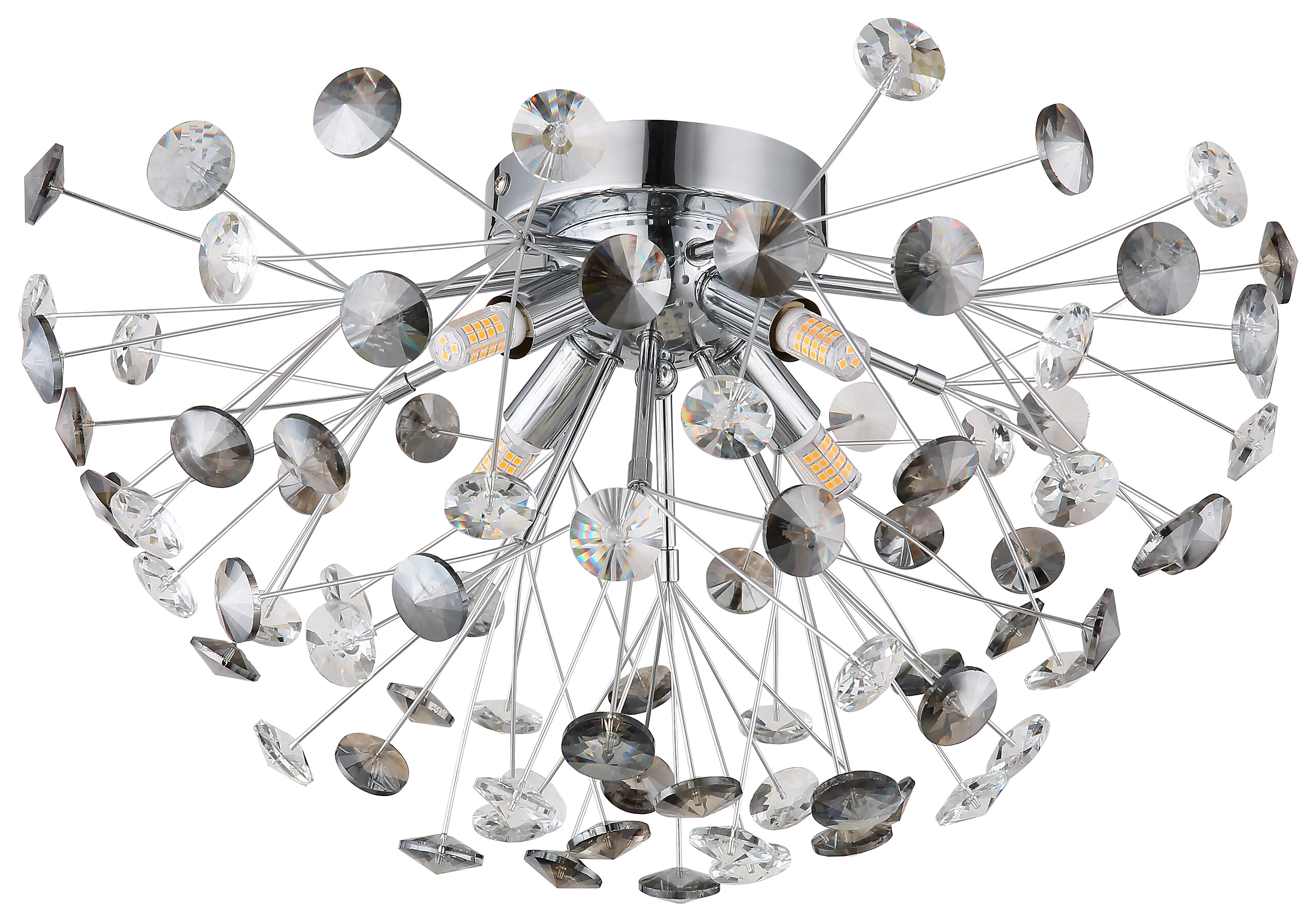 GLOBO LED-Deckenleuchte Rauch Chrom Metall H/D: ca. 25x45 cm 4 Brennstellen