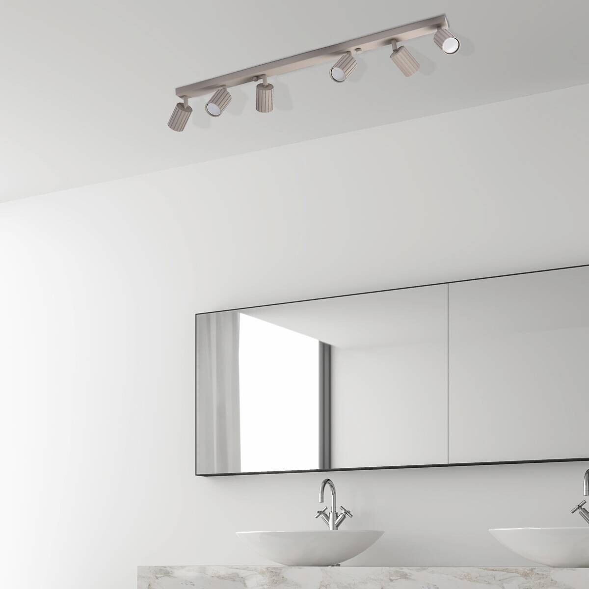 Lamkur Strahler Prisma beige Stahl B/H/L: ca. 6,5x16,5x117 cm 6 Brennstellen