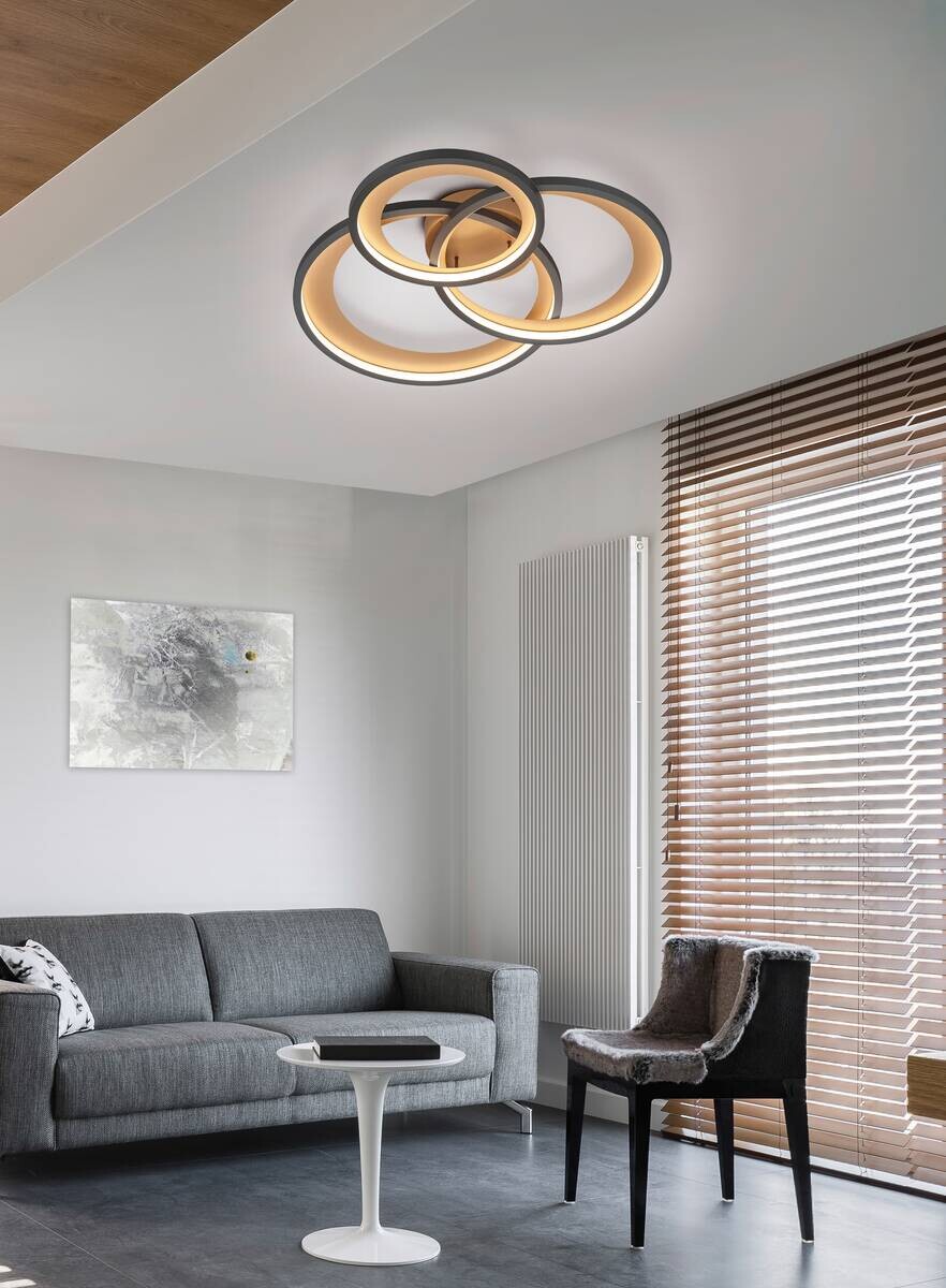 Deckenleuchte Granada schwarz gold Metall B/H/L: ca. 85x8x60 cm