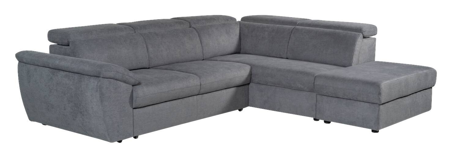 Ecksofa mit Bettfunktion und Bettkasten titanfarbig