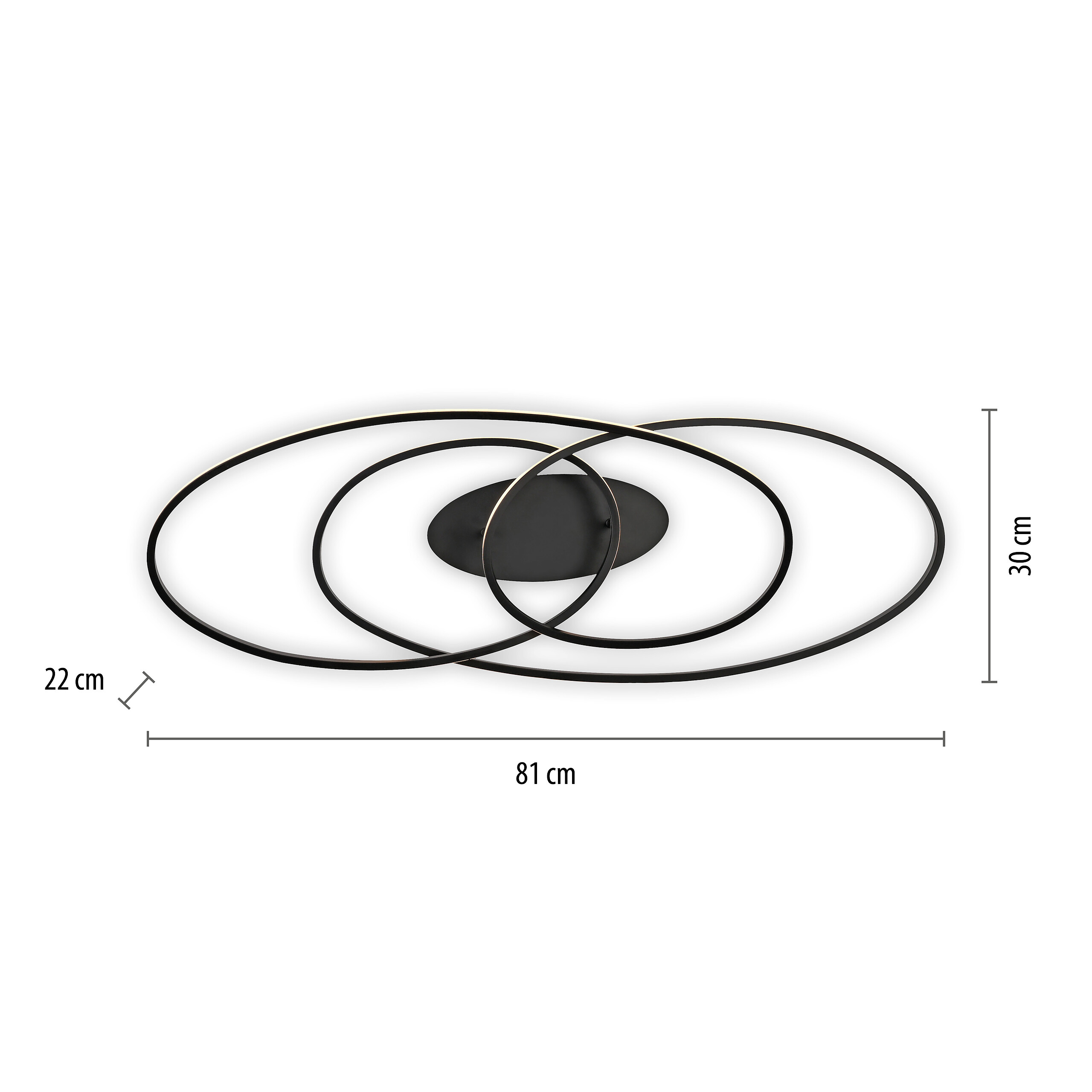 Just Light LED-Deckenleuchte Lumaca schwarz B/H/L: ca. 30,5x22,5x81 cm