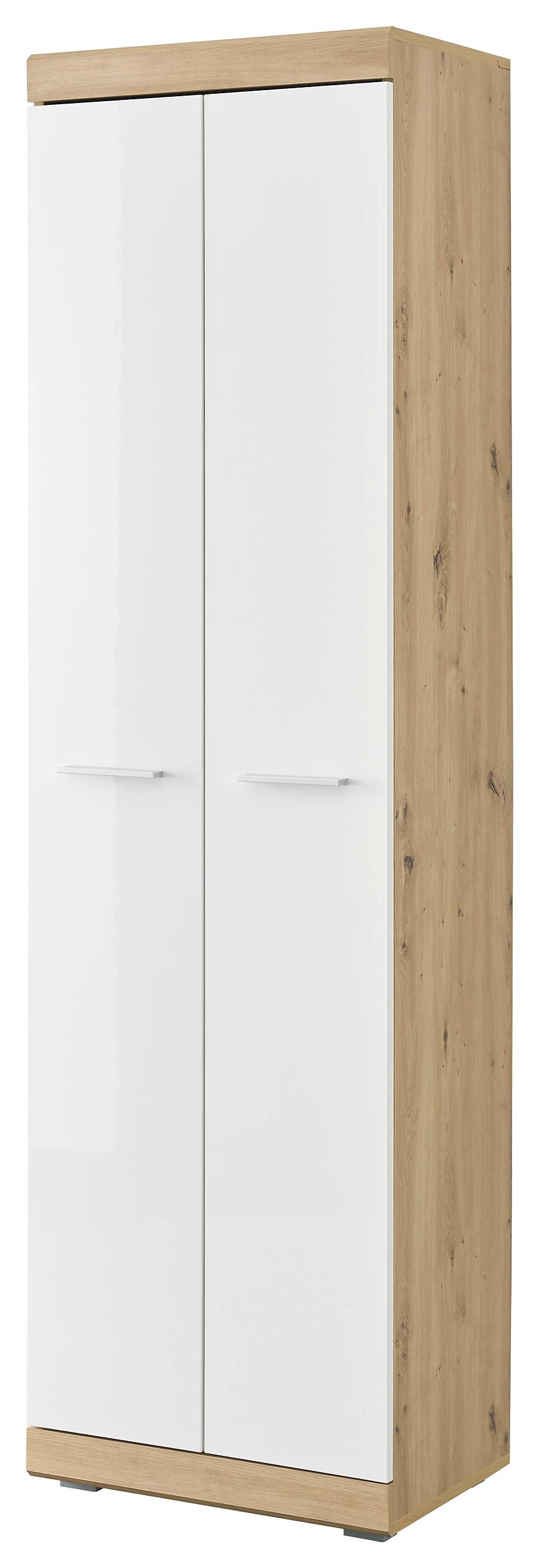 Garderobenschrank Nola Eiche Artisan Nachbildung weiß Hochglanz B/H/T: ca. 55x195x38 cm