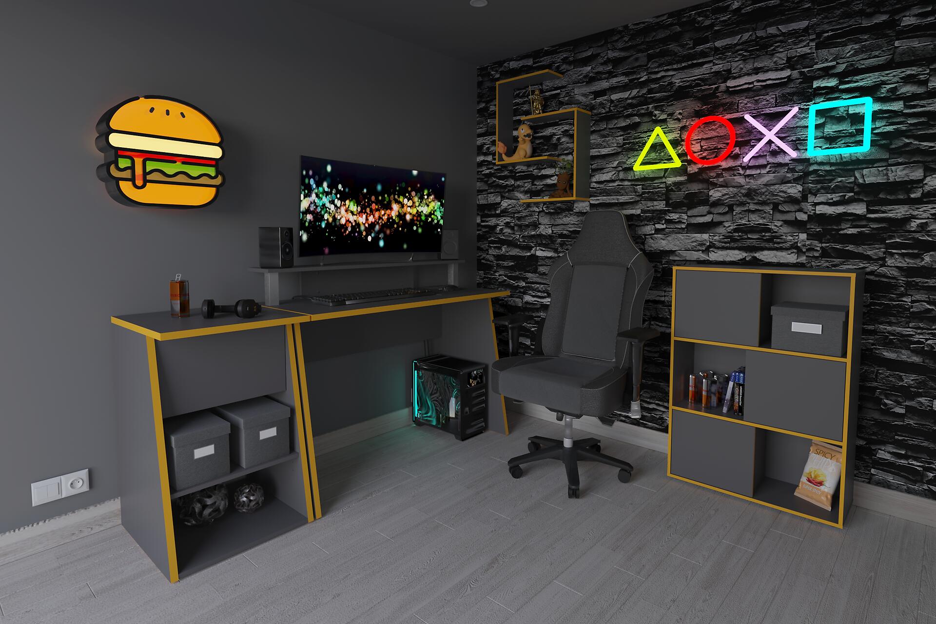 Gaming-Schreibtisch  anthrazit orange B/H/T: ca. 117x93x50 cm