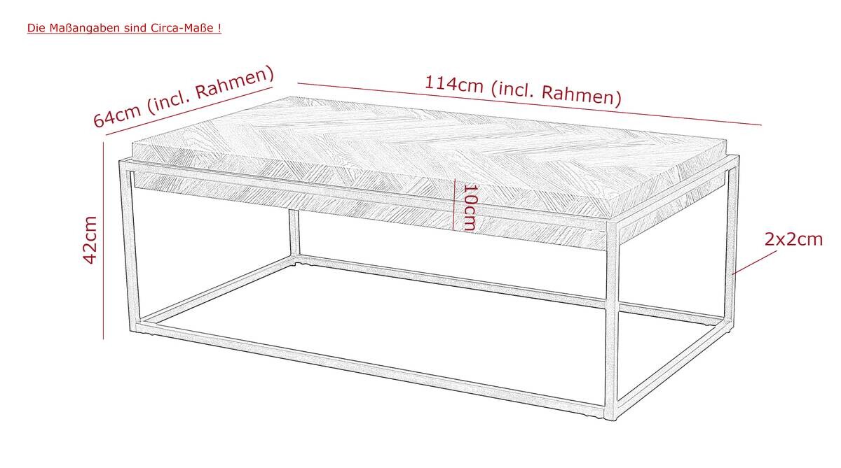 Hela Couchtisch Carlos grau Metall B/H/T: ca. 114x42x64 cm
