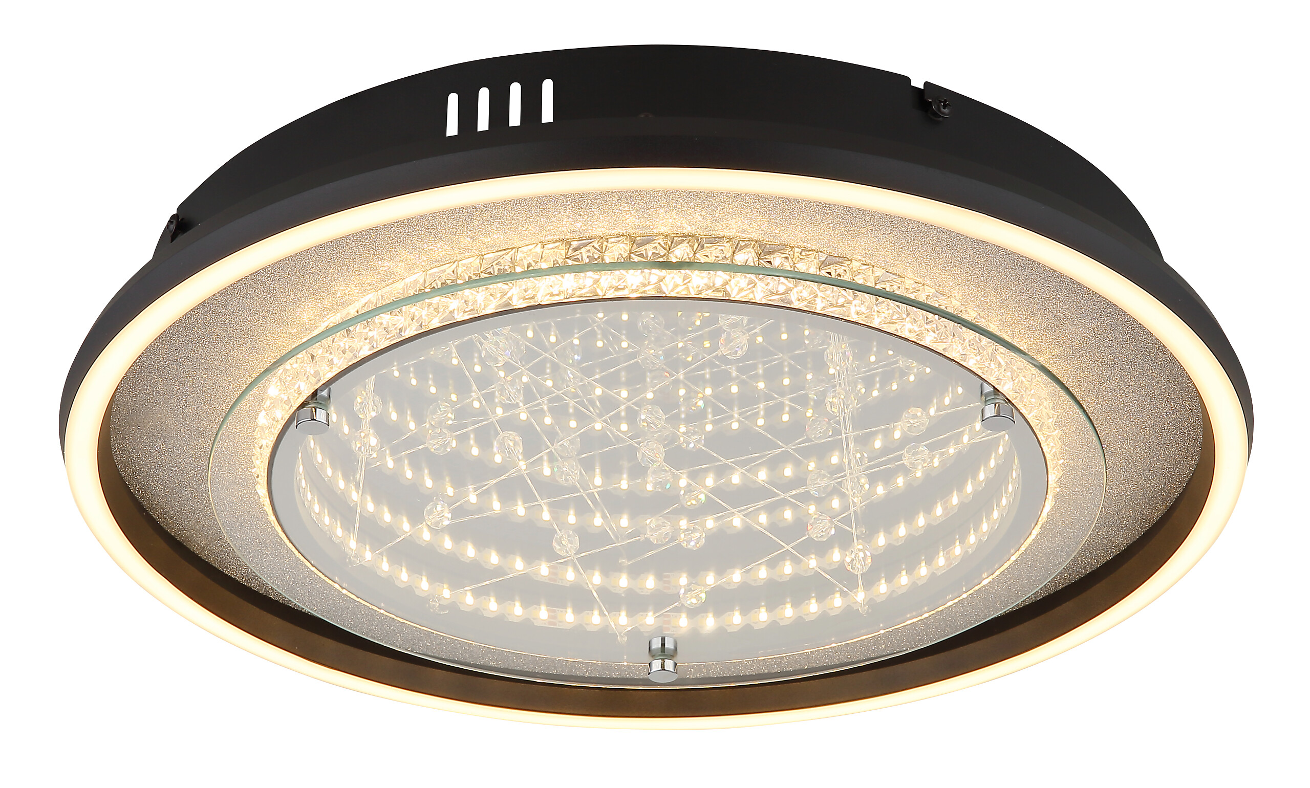 GLOBO Deckenleuchte silber klar schwarz Aluminium Glas Kunststoff H/D: ca. 6,8x40 cm 1 Brennstellen